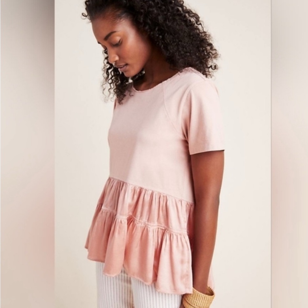 Anthropologie Iona flounce swing pink flowy blouse